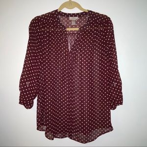 LOFT Polka Dot Button Up